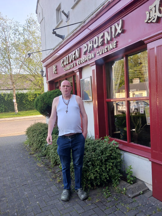 Damien Leech Outside Golden Phoenix Chinese Restaurant in Dunshaughlin, Ireland